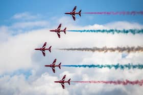 The skies above Southsea were turned red and blue as the Red Arrows performed their spectacular display for Armed Forces DayPictured - The Red ArrowsPhotos by Alex Shute
