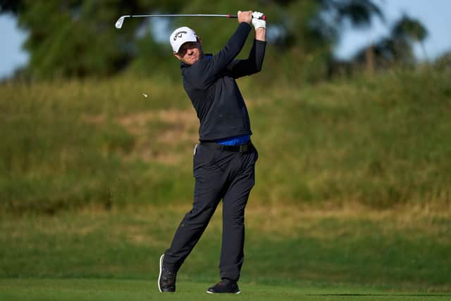 Sam Hutsby tees off on the third hole during the Day Six of the Final Stage of Qualifying School in Tarragona, Spain. Photo by Angel Martinez/Getty Images