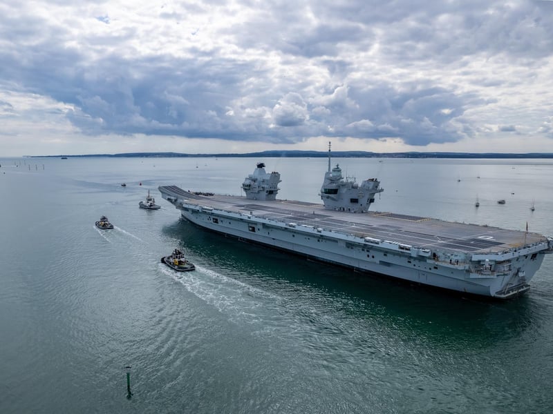 HMS Prince of Wales leaving Portsmouth Harbour on Wednesday afternoon.
Pictured - HMS Prince of Wales
Photos by Alex Shute