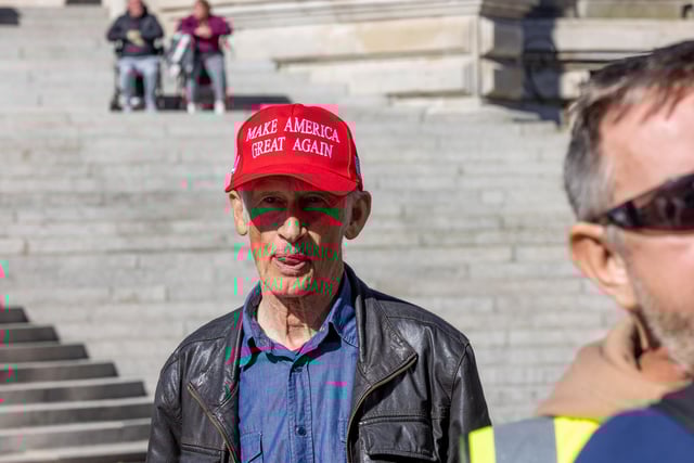 Peaceful protesters in Guildhall Square on Saturday morning