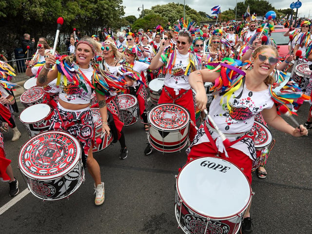 Batala drummers Picture: Chris Moorhouse (070625-042)