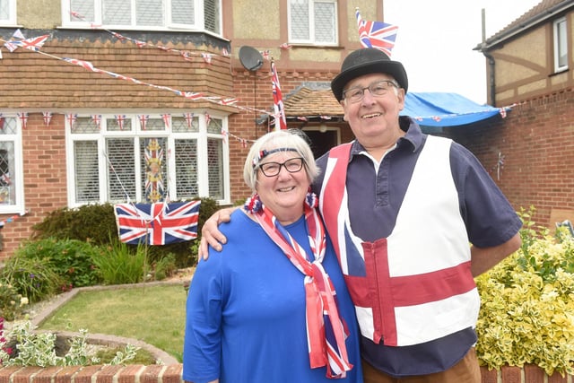 Residents in Weymouth Avenue, Gosport, held a street party on Sunday, June 5m to celebrate The Queen's Platinum Jubilee.
Pictured is: Kate Hazlewood (72) and her husband Dave (76).
Picture: Sarah Standing (050622-9520)