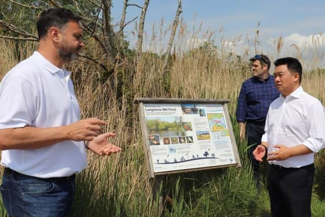 Alan Mak MP inspects the Mill Pond area with Lyall Cairns, Head of Coastal Partners.