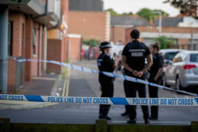 Police presence outside Mulberry House, Before Street Portsmouth on 28 May 2020.Picture: Habibur Rahman