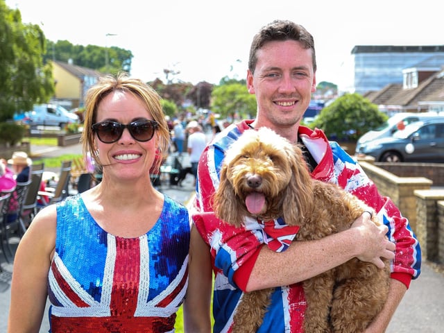 Zoe Marriot and Ky Harding, with dog Callie in Fairmead Walk, Cowplain