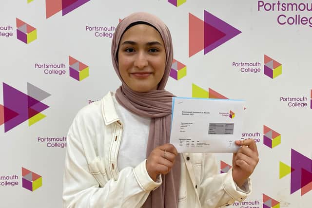 A future career as a doctor is on the cards for Aqsa Pervaiz, 18, of Fratton, after she notched up three A*s in biology, chemistry and mathematics to secure a place to study medicine at the University of Sussex.