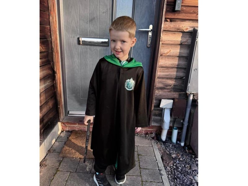 Archie looks brilliant in his Draco Malfoy outfit!
