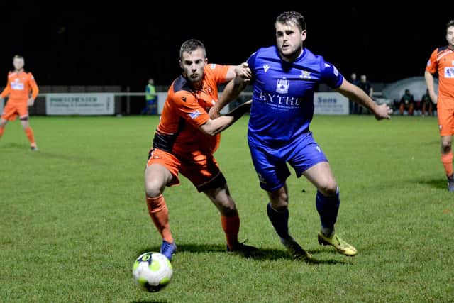 Action from Portchester (orange) v Baffins Milton Rovers. Picture by Martyn White.
