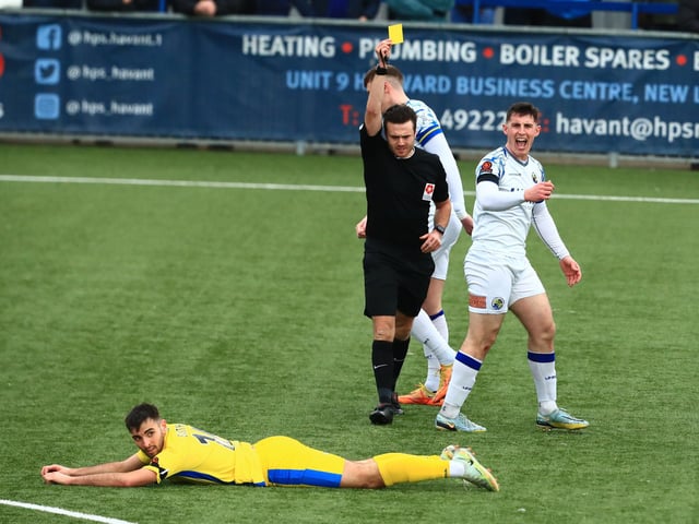 James Roberts is booked. Picture by Dave Haines