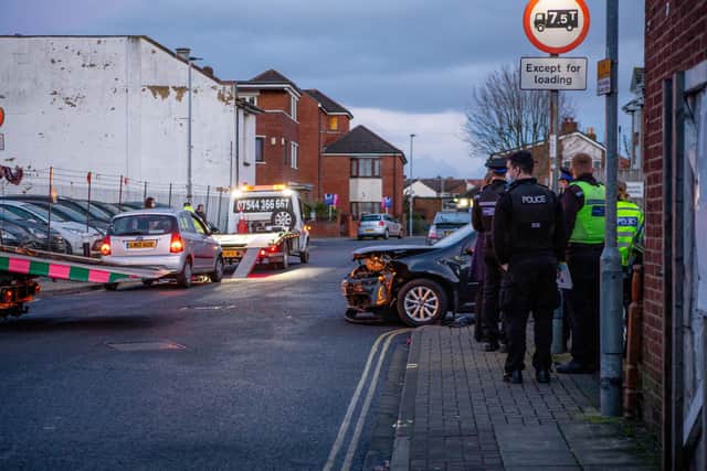 Police in Cornwall Road, Fratton in Portsmouth, on January 22, 2021, after an incident. Picture: Habibur Rahman