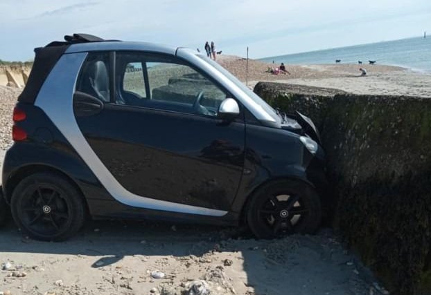 'Smart' car crashes on Hayling Island beach on Sunday in glorious weather