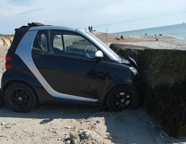'Smart' car crashes on Hayling Island beach on Sunday in glorious weather