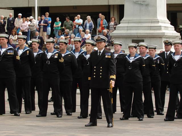 Sailors in Guildhall. Picture: Malcolm Wells 072572-79
