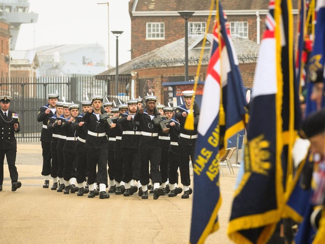 Pictured is: The Guard from HMS Nelson. A new memorial to those who served on HMS Royal Oak was unveiled on October 6, with a remembrance service being held on the 85th anniversary of when the battleship was sunk.