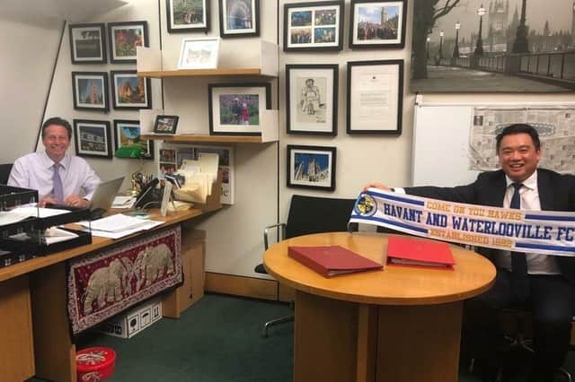 Havant MP Alan Mak, right, with Sports Minister Nigel Huddleston on Monday. Pic: Alan Mak's office.