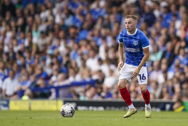 Pompey midfielder Joe Morrell against Cheltenham Town. Pic: Jason Brown.