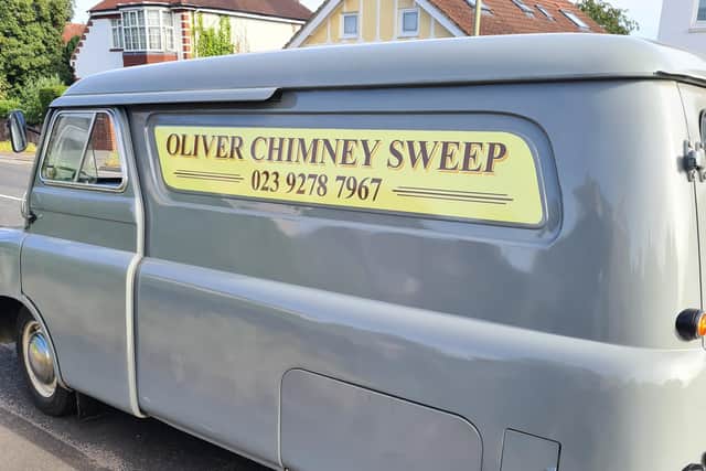 The distinctive Bedford CA van has been working with Oliver Chimney Sweeps. Pic supplied