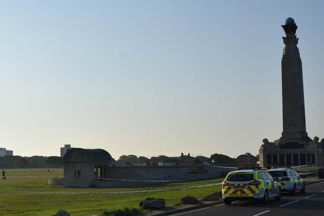 Police at Southsea Common on July 20 after a 15-year-old boy was stabbed near Portsmouth Naval Memorial on July 19. Picture: Stuart Vaizey