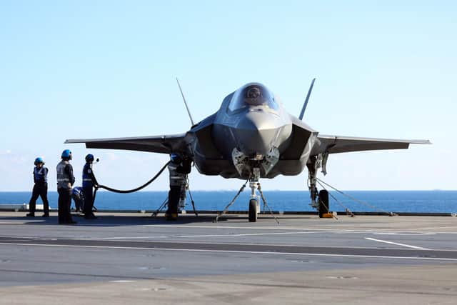  Italian F-35B Lightning Jet lands on HMS Queen Elizabeth. Picture: MOD