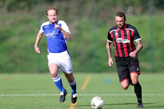 Jamie Wrapson, right, was on target in Fleetlands' 2-1 Wessex League Division 1 home win over Andover Town last night. Picture: Chris Moorhouse