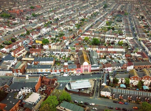 An aerial view of the densely population North End neighbourhood in Portsmouth.