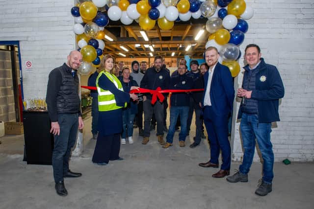 Pictured: Financial director-Lee Bligh, MP Penny Mordaunt, Curtis Bligh - Head of marketing and Neil Hunt with Excell staff marking the opening of the shop. Picture: Habibur Rahman