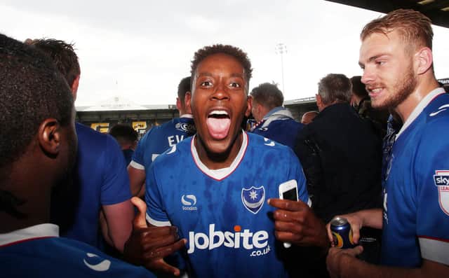 Jamal Lowe won the League Two title and Checkatrade Trophy with Pompey, yet left for Wigan in a messy departure. Picture: Joe Pepler