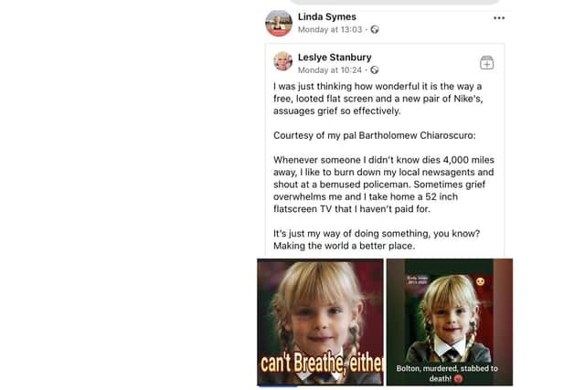 Tory Councillor Linda Symes has come under fire for sharing and liking alleged racist posts on social media