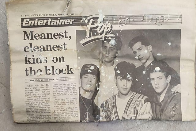 One of the pieces of ephemera discovered includes a clipping from The News reviewing a New Kids On The Block gig - April 23, 1990.