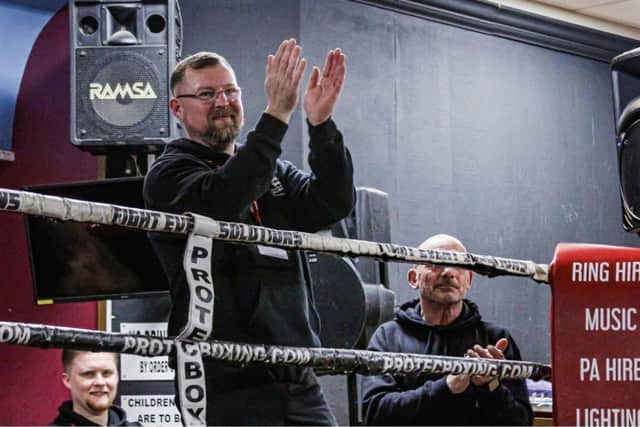 Warrior's Gym ABC owner and head coach Brian Davidson applauding at ringside Picture: Ben Stratford