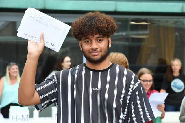 Joseph Naibaluledu, 16, got an 8, a 7, three 6s and two 5s at Brune Park School and is going to study Level 3 business at Fareham College.
Picture: Paul Jacobs/pictureexclusive.com