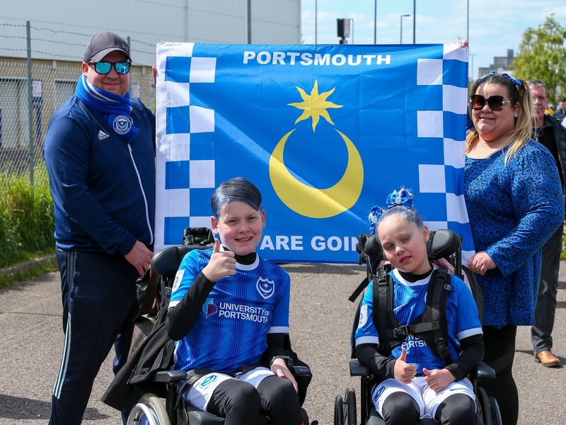 Pompey fans before the last home game of the season, Portsmouth v Wigan Athletic, at Fratton Park, PortsmouthPicture: Chris  Moorhouse (200424-019)