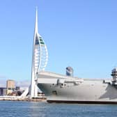 HMS Queen Elizabeth returning in Portsmouth on Thursday, October 13.

Picture: Sarah Standing (131022-1373)