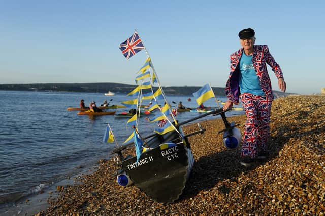 Michael Stanley, known as ‘Major Mick, set off in the custom boat across the Solent on Saturday, making his way from Hurst Castle in Lymington to the Isle of Wight.