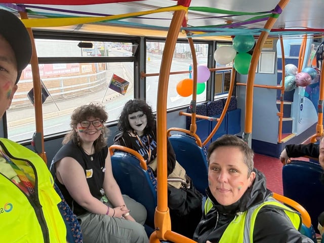 Stagecoach South Portsmouth team onboard Pride bus