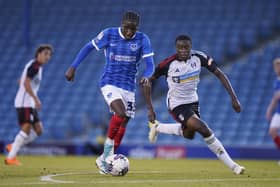 Koby Mottoh was handed his full Pompey debut in the 3-3 draw with Fulham Under-21s on Tuesday night. Picture: Jason Brown/ProSportsImages