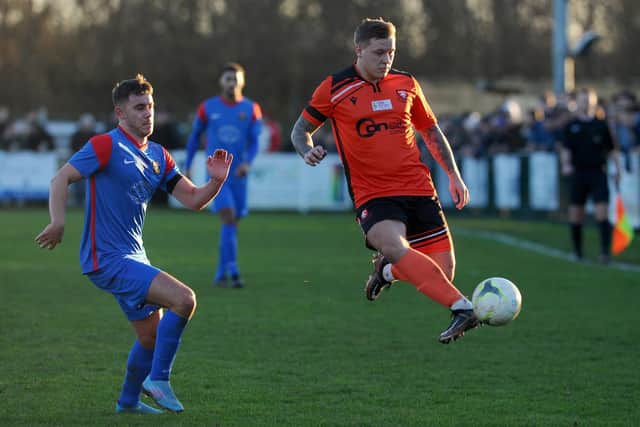 Action from Portchester's 4-1 Wessex derby win over Fareham. Picture by Sarah Standing