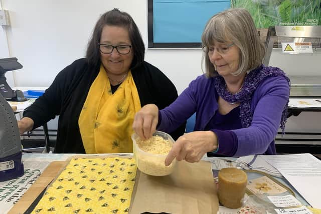 Andrea Smith and Nicky Pendleton from Portsmouth & District Beekeepers Association.