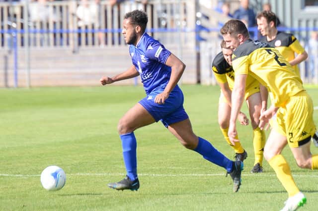 Rudi Blankson came off the bench to score twice for Baffins Milton in their Wessex League Cup loss at Newport IoW. Pic: Martyn White.