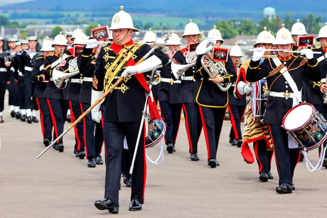The Royal Marines Band Service playing during the commissioning service.