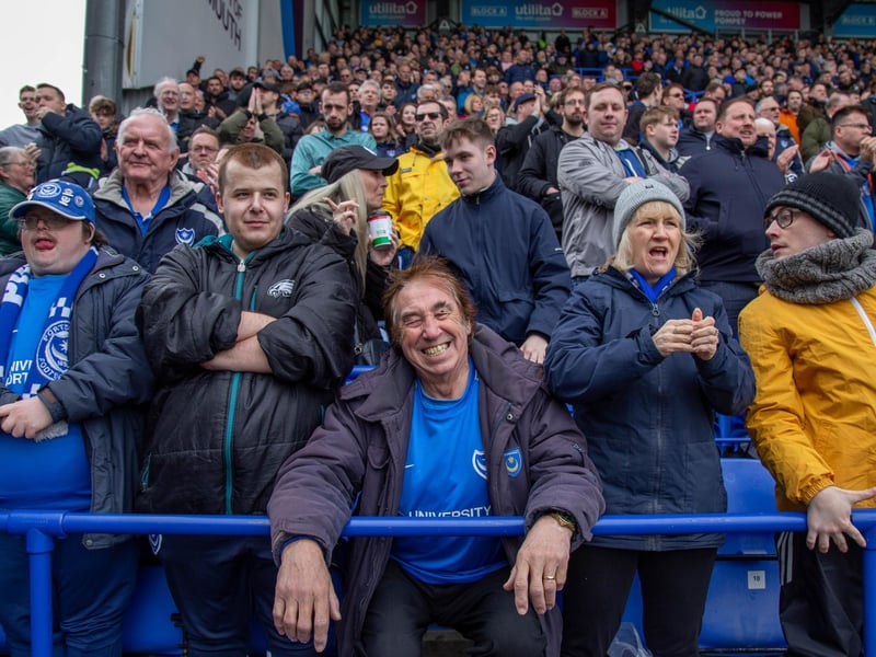 All smiles in the Fratton End.