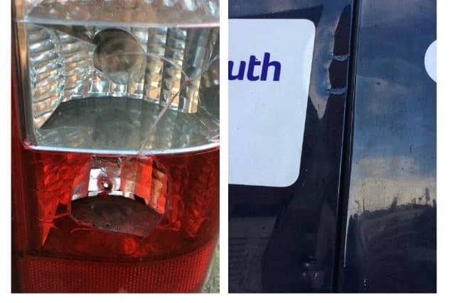 An Age Uk Portsmouth van that has been damaged by vandals. The charity's other van was written off due to the severe damage.