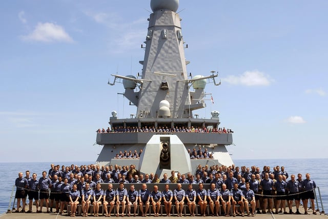 The whole crew of HMS Dauntless in 2012