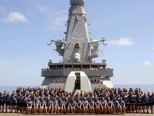 The whole crew of HMS Dauntless in 2012