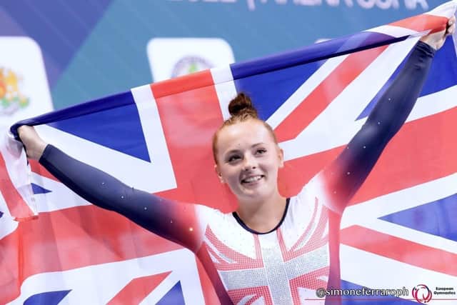 Comfort Yeates, 17, at the World tumbling championships after winning two gold medals