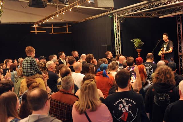 Frank Turner plays to a full house at Staggeringly Good Brewery, Portsmouth at 9am, Sunday, May 5, 2024. Picture by Paul Windsor