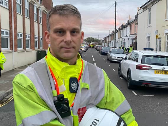 Group manager Paul Reddish, incident commander at the Nelson Avenue house explosion incident pictured at the cordon site of the blast. Photo: Tom Cotterill