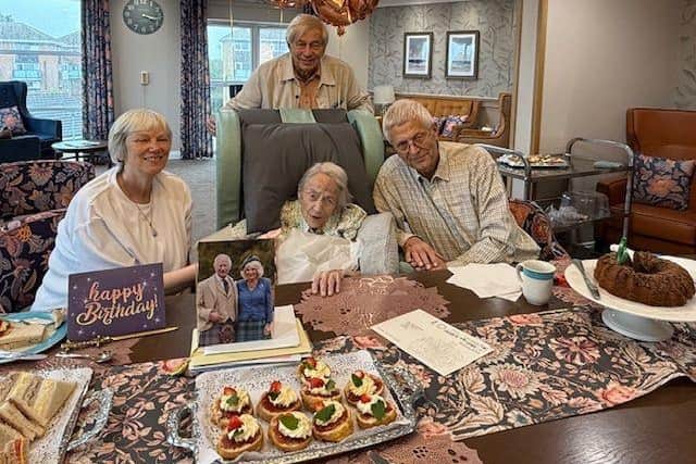 Dulcie celebrating her birthday at Care UK's Parker Meadows.