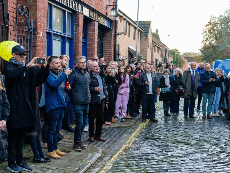 Crowds at the unveiling of the restored 'lion of Portsea'. Photo by Matt Clark
