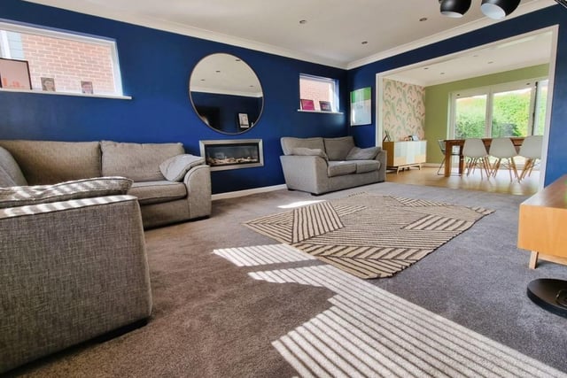 The listing says: "The accommodation is arranged over two floors and comprises: Hallway, living room, 30’ open plan kitchen incorporating dining room, utility area, cloakroom and integral garage on the ground floor and four bedrooms, en-suite room (unfitted) and family bathroom on the first floor. "